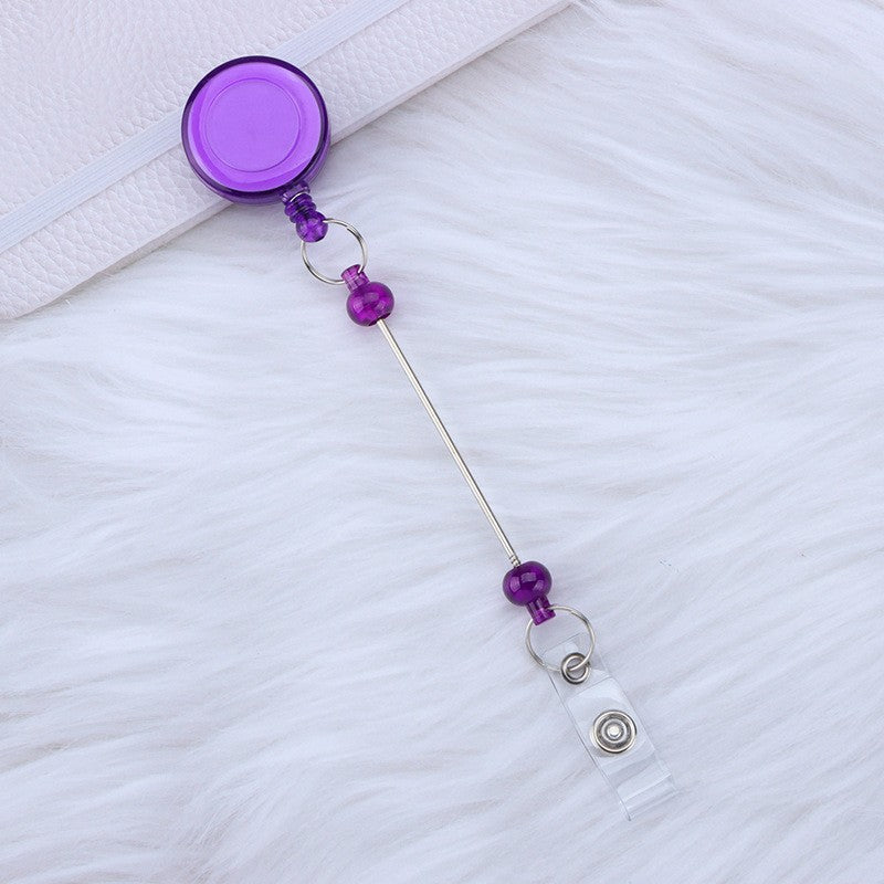 Wholesale Beadable Badge Reels Identification Easy To Pull Buckle DIY Beaded Plastic Keychain